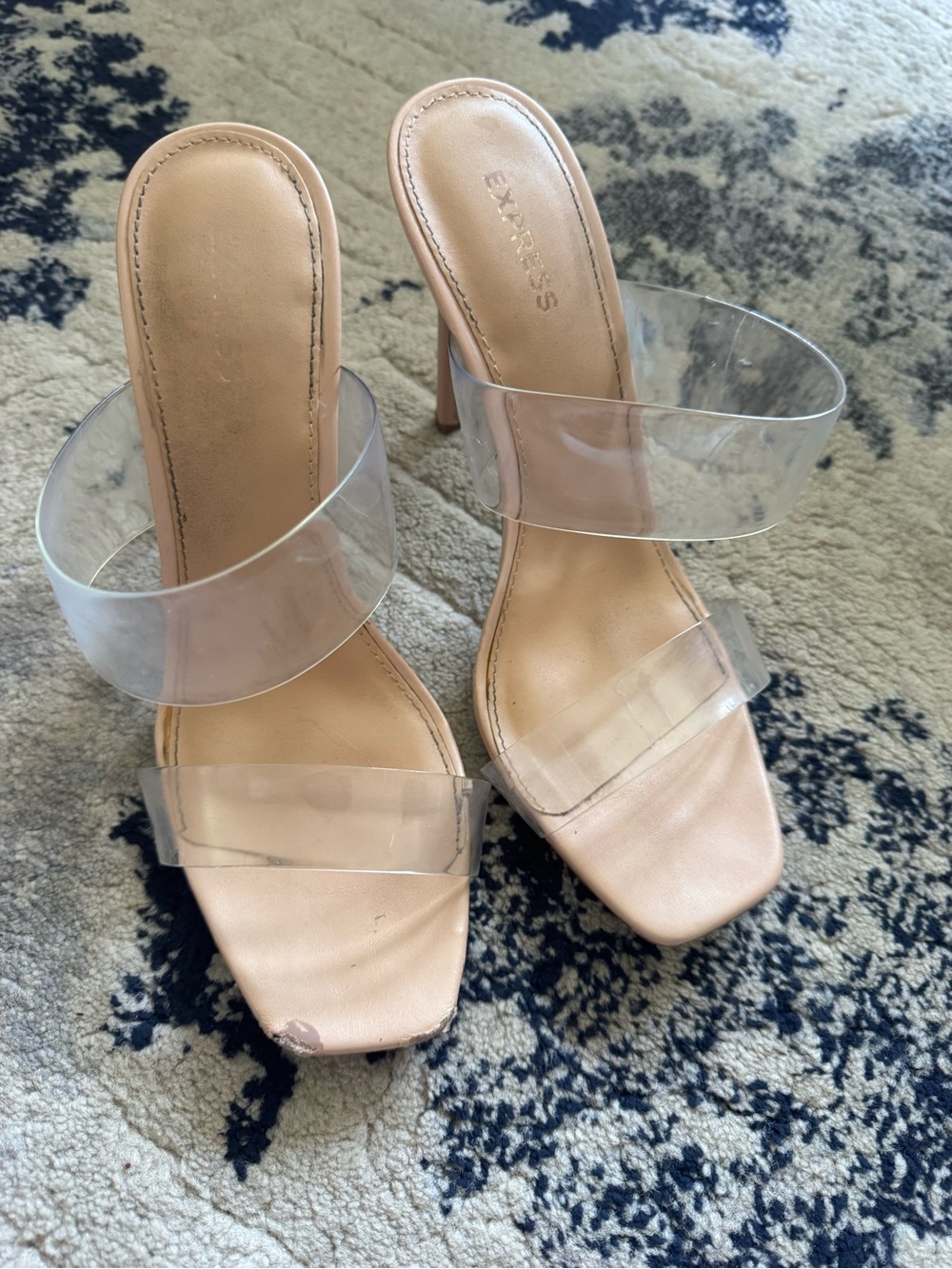 Express Nude Clear-Strap Stiletto Sandals